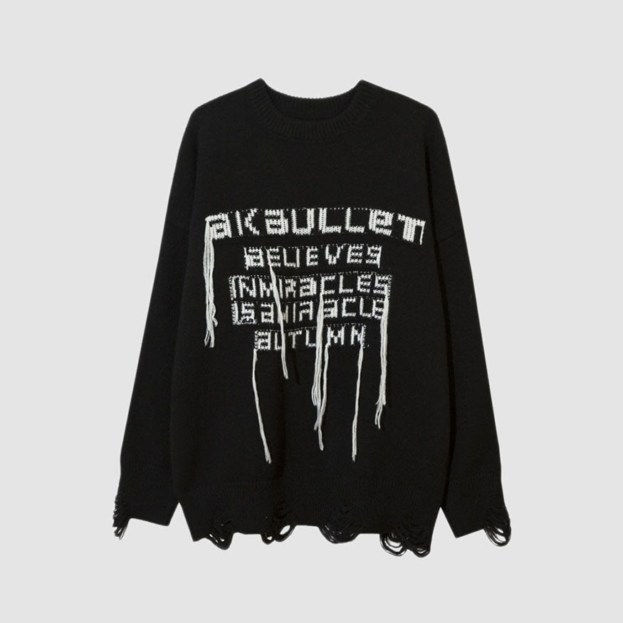 Tassel Word Design Sweater OLUOLIN