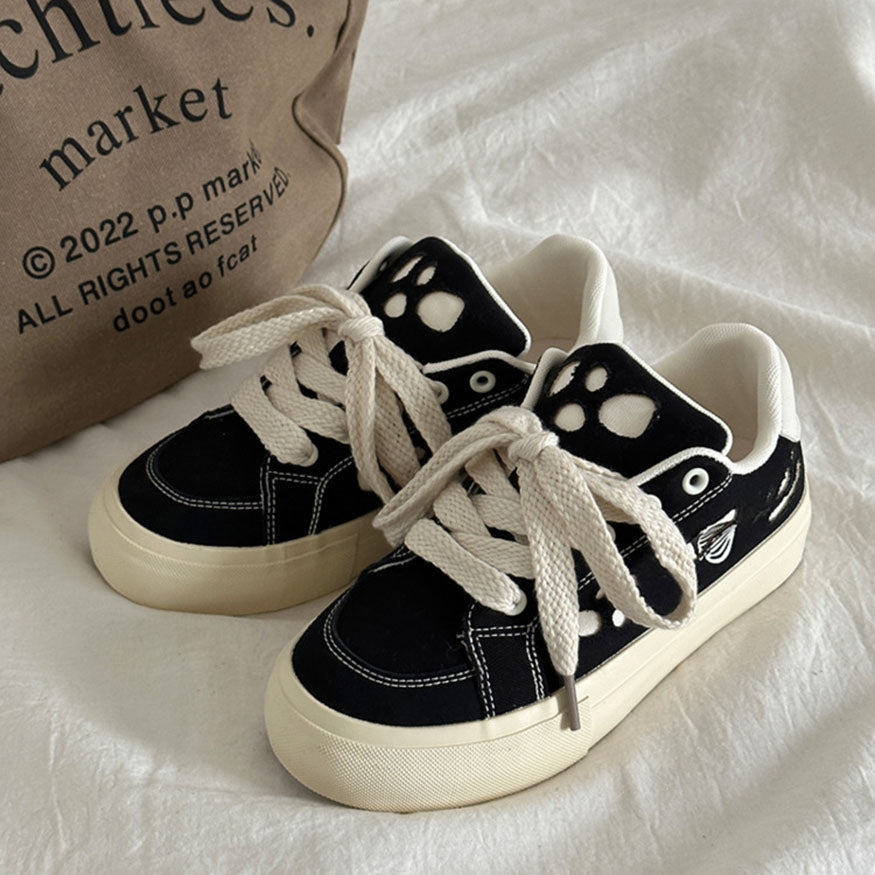 Chunky Sole Lace-Up Canvas Shoes