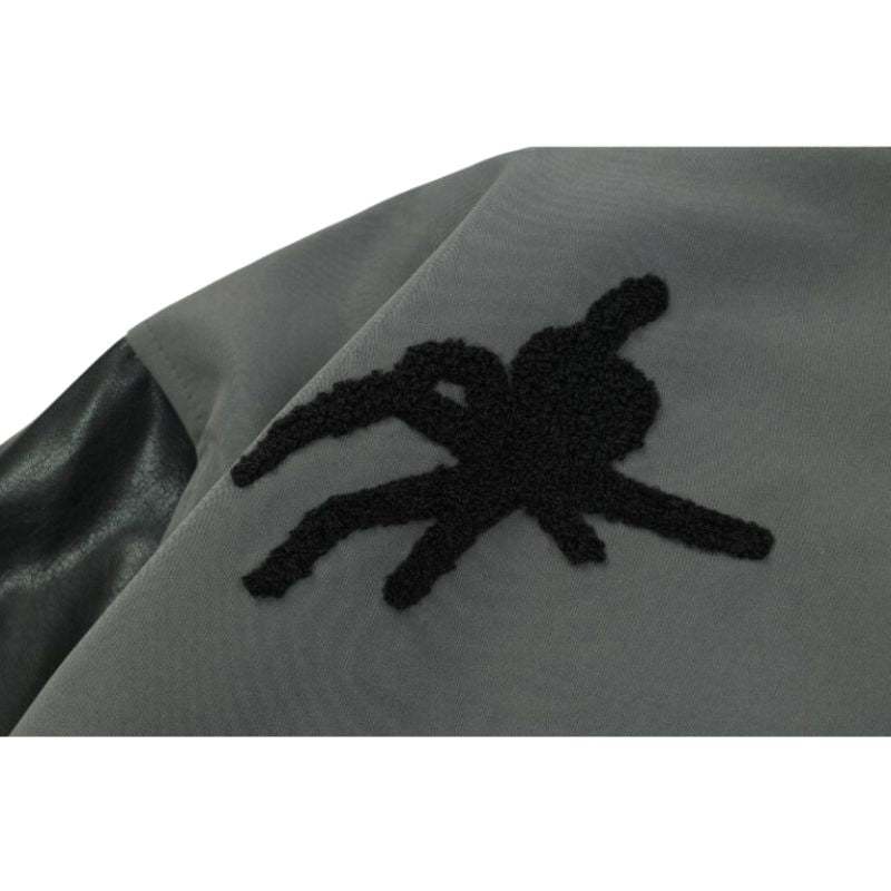 Spider Embroidered Hip-Hop Leather Jacket