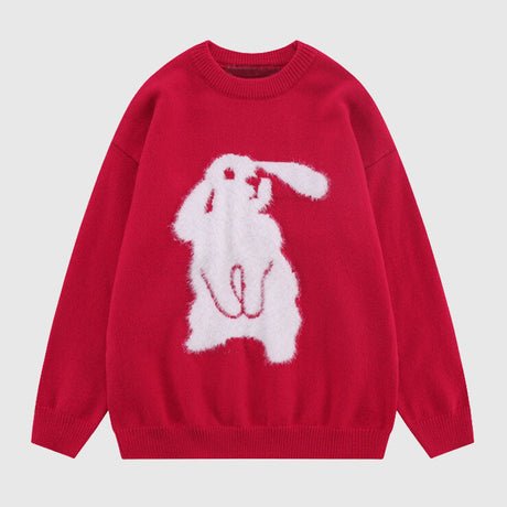Rabbit Pattern Embroidered Pullover