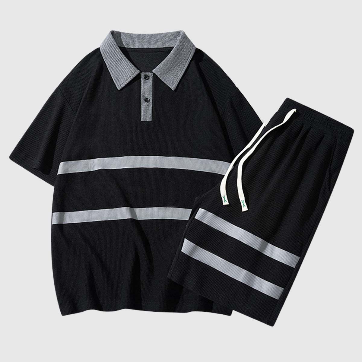 Classic Striped Knit Polo Set