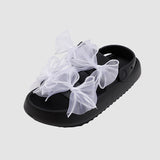Two Strap Mesh Bow Decor Sandals
