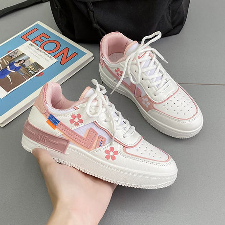 Pink Flower Design Sneakers