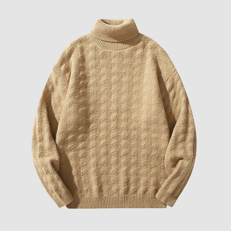 Solid Color Jacquard Turtleneck Sweater