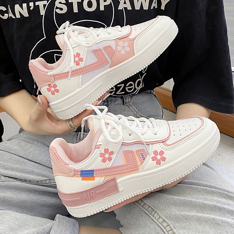 Pink Flower Design Sneakers