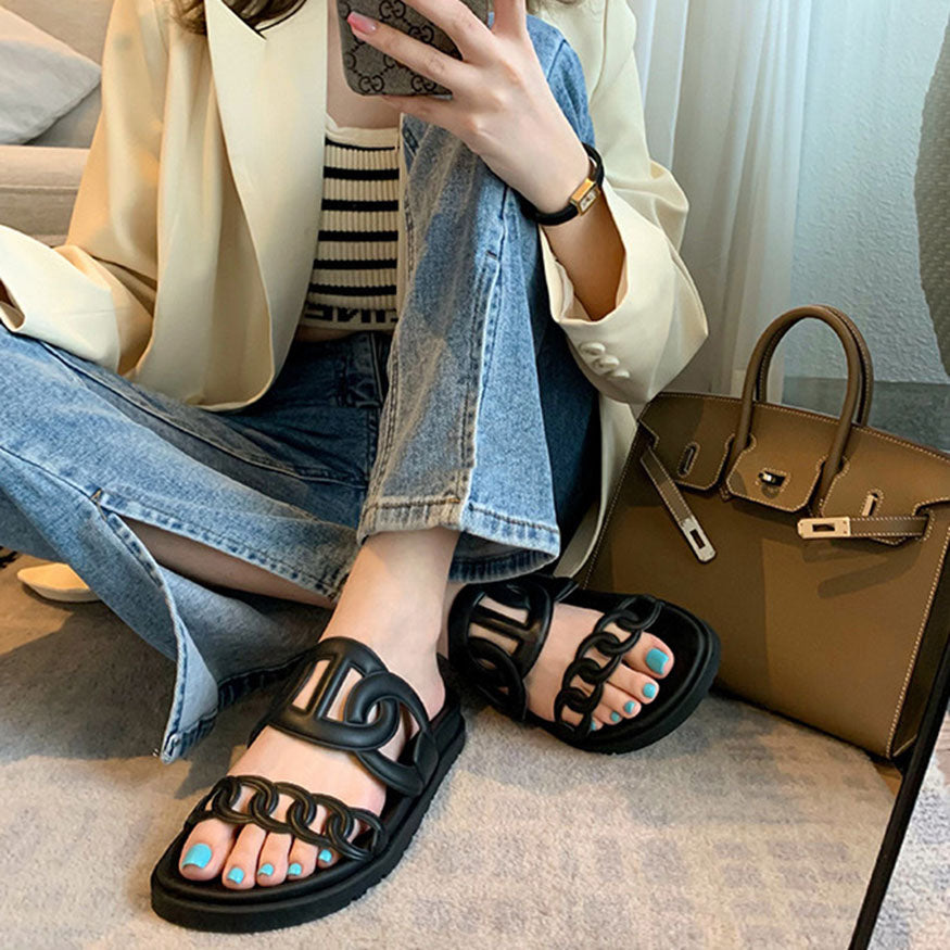 Chic Hollow Out Double Strap Sandals