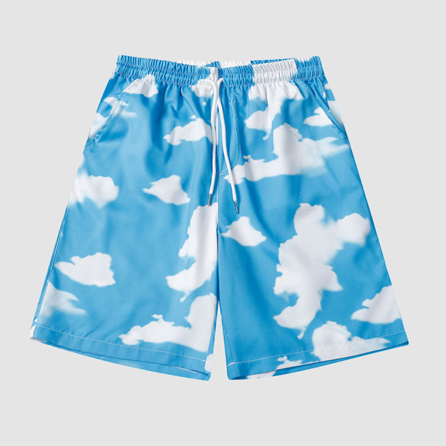 Two Piece Cloud Print Shirt + Shorts