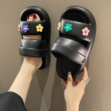 Two Strap Colorful Flower Decor Sandals