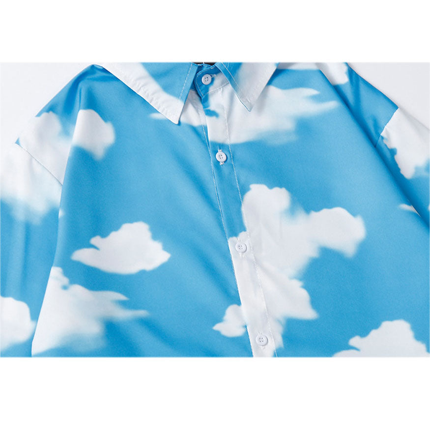 Two Piece Cloud Print Shirt + Shorts