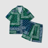 Two Piece Cashew Floral Print Shirt + Shorts