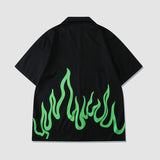 Two Piece Flame Print Shirt + Shorts