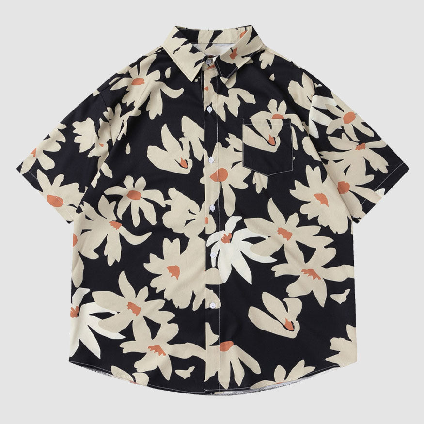 Chrysanthemums Print Summer Shirt