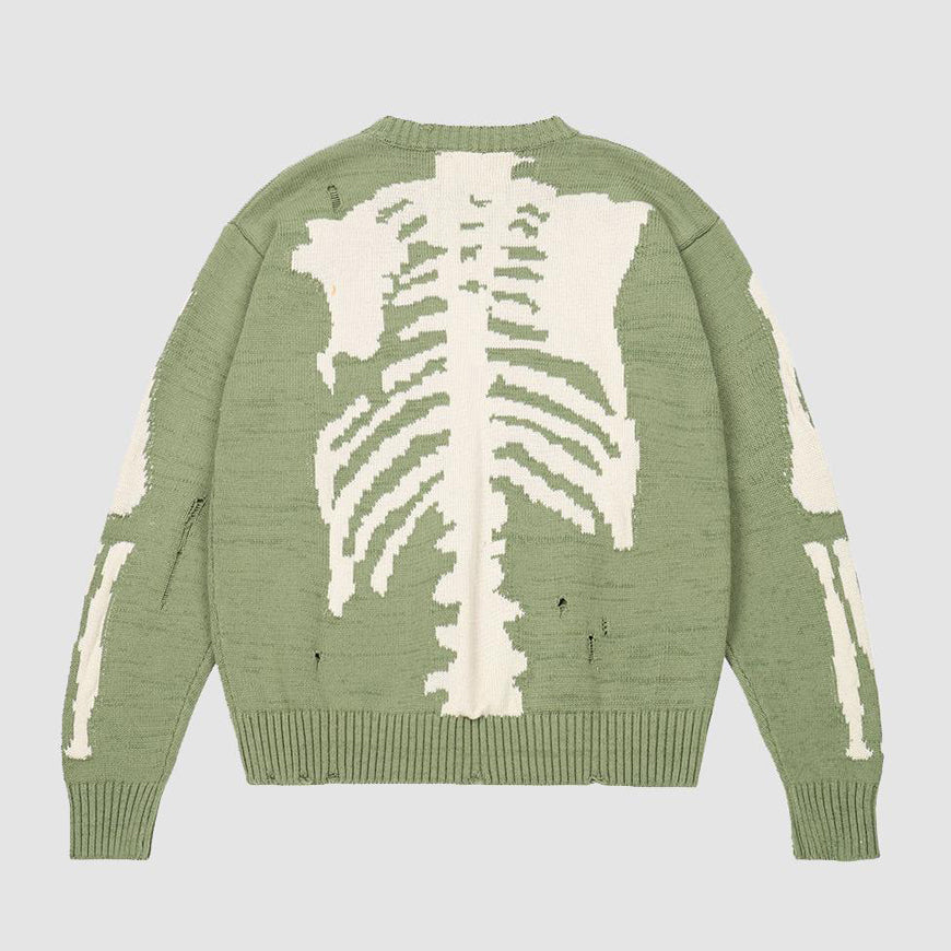 Skeleton Print Knitted Sweater