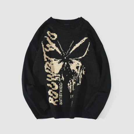 Butterfly & Letters Graffiti Print Sweater