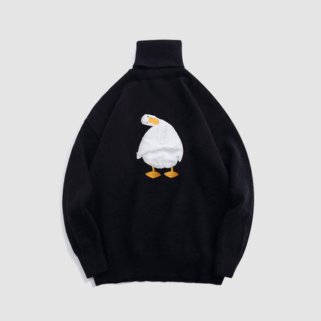 Funny Goose Pattern Turtleneck Sweater