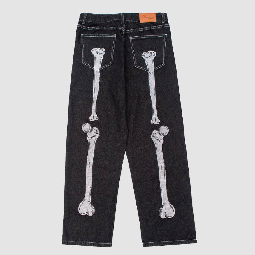 Skeleton Embroidered Jeans