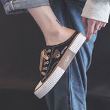 Bear Embroidered Heelless Casual Shoes