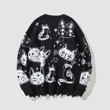 Cartoon Kitten Pattern Knitted Sweater
