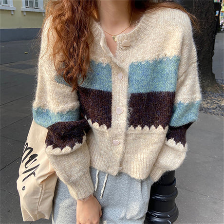 Korean Style Color Matching Stripe Sweater