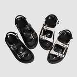 Chunky Sole Buckle Two Strap Sandals