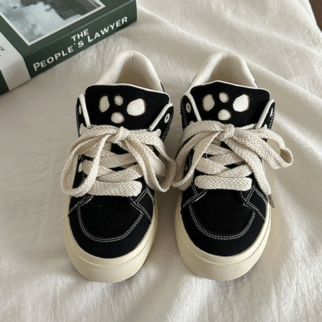 Chunky Sole Lace-Up Canvas Shoes