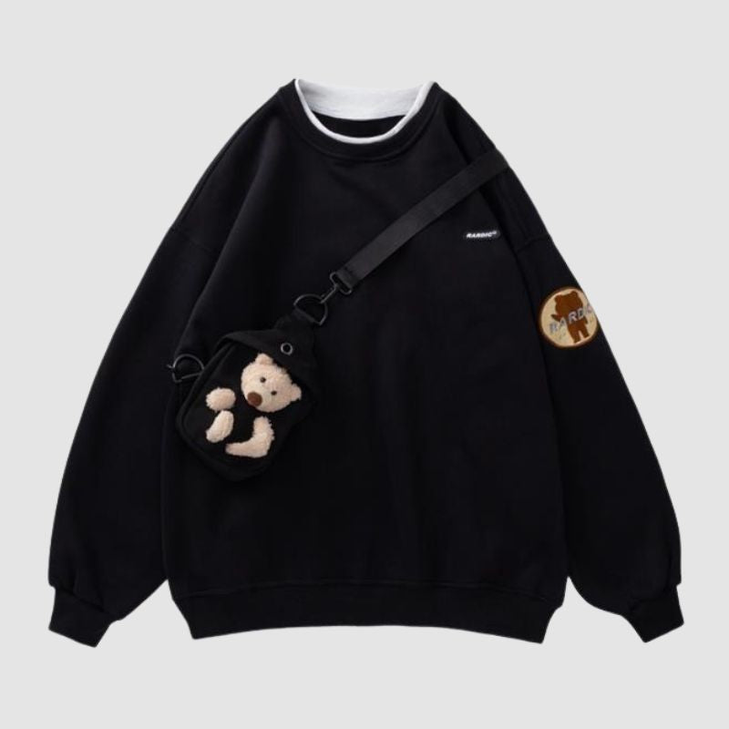 Fleece-Hoodie + Teddybär-Tasche