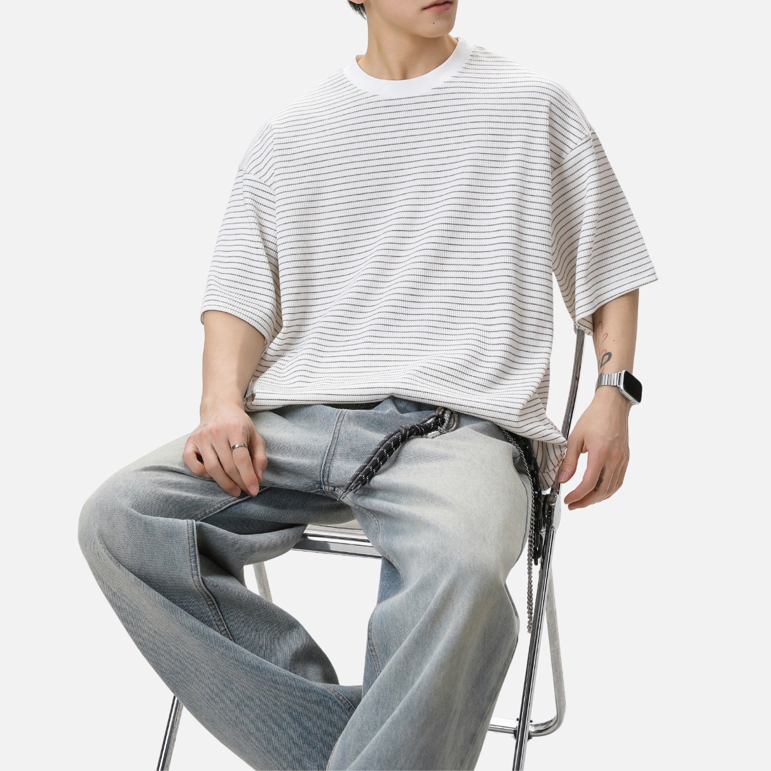 Minimal Striped Crewneck Tee