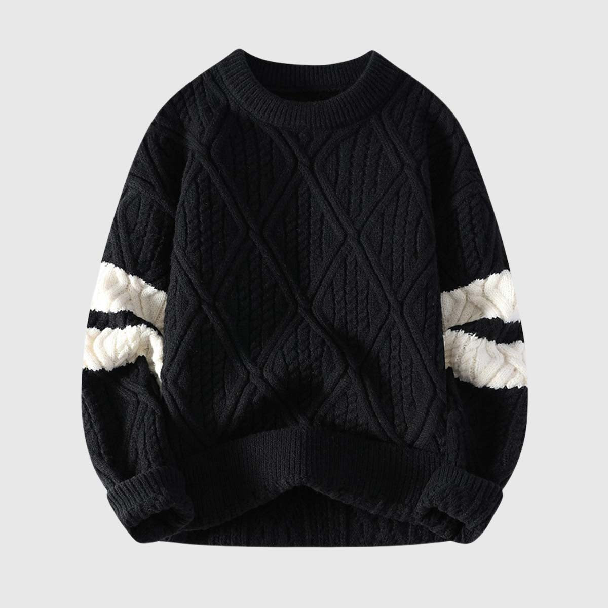 Colorblock Cable Knit Sweater