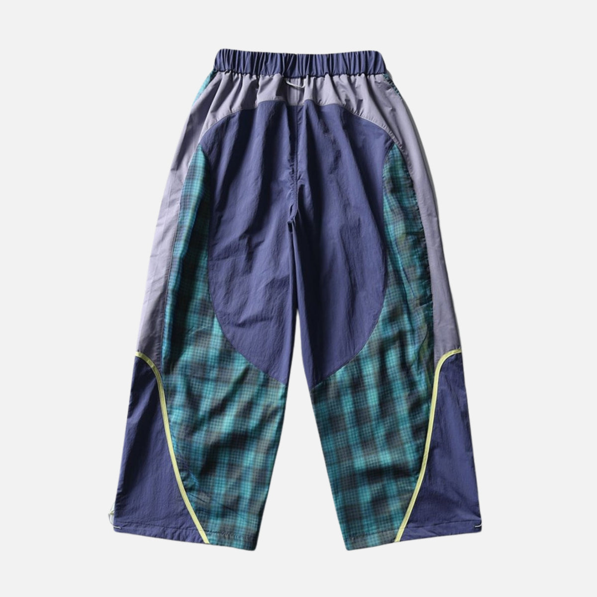 Plaid Colorblock Windproof Parachute Pants