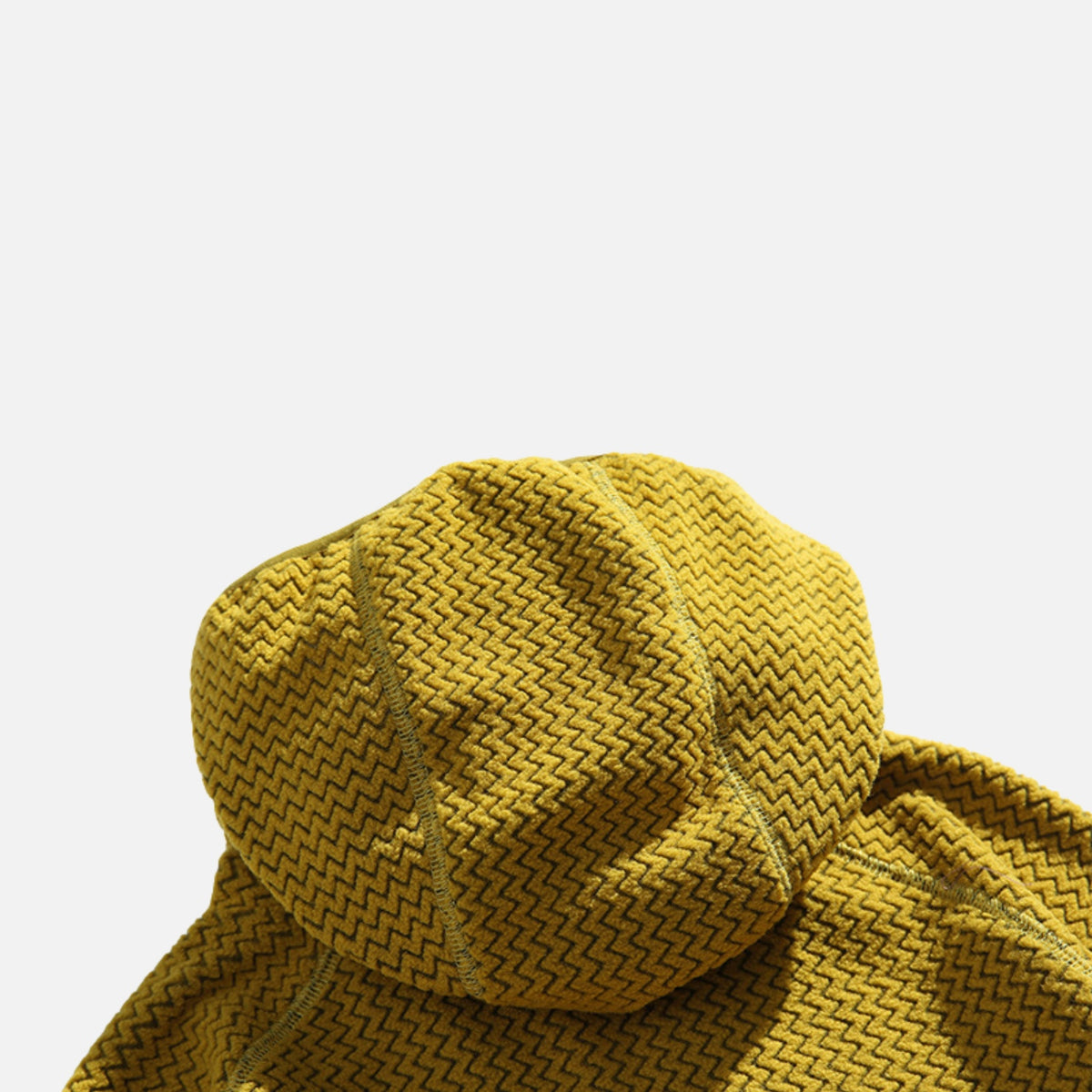Wave-Textured Fleece Hooded Sweatshirt