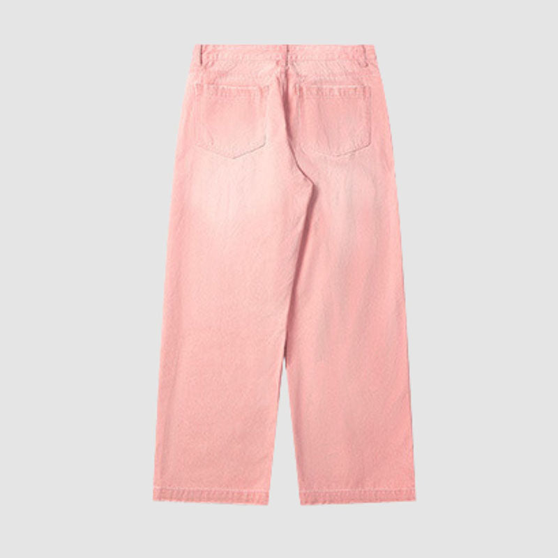Macaron Inspired Washed Wide Leg Jeans