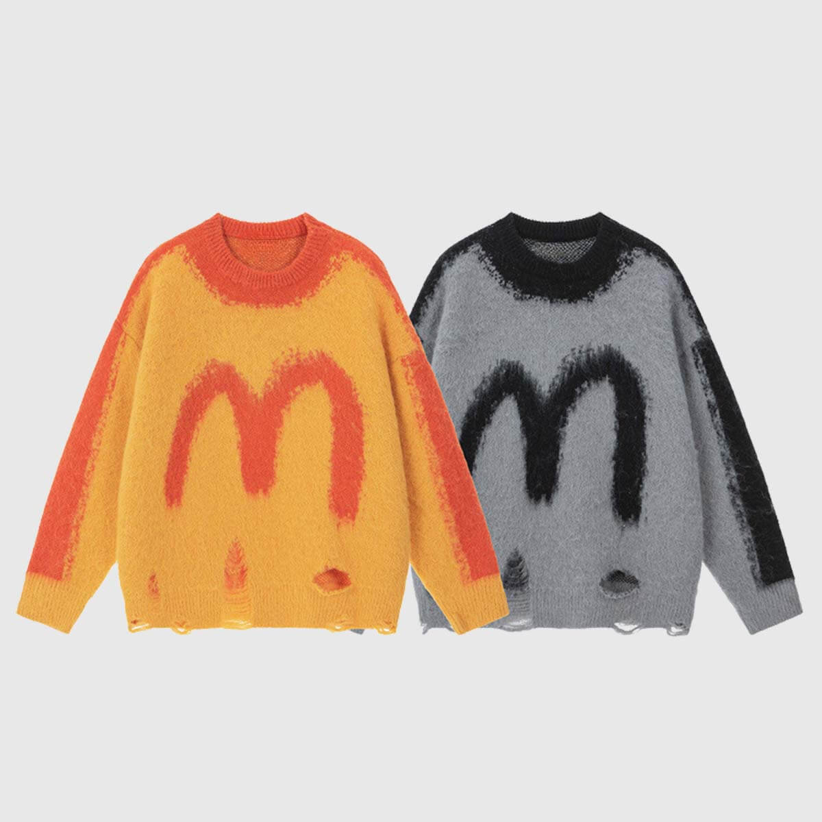 Strickpullover mit Buchstaben-Print