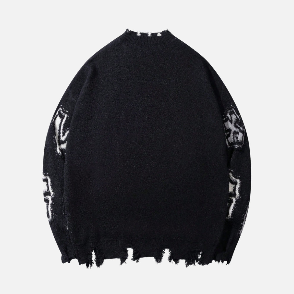 Distressed Cross Graphic Crewneck Sweater