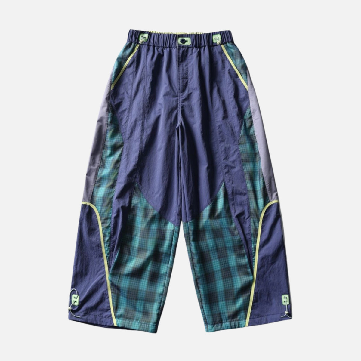 Plaid Colorblock Windproof Parachute Pants