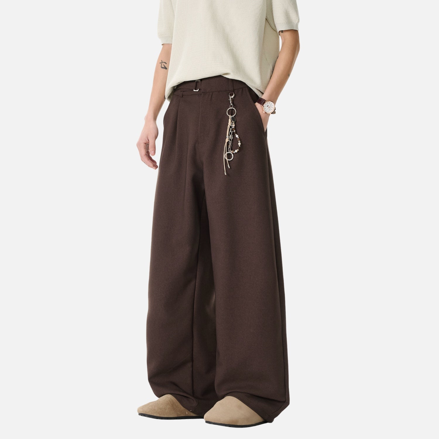 Old-Money Curved Tailored Pants
