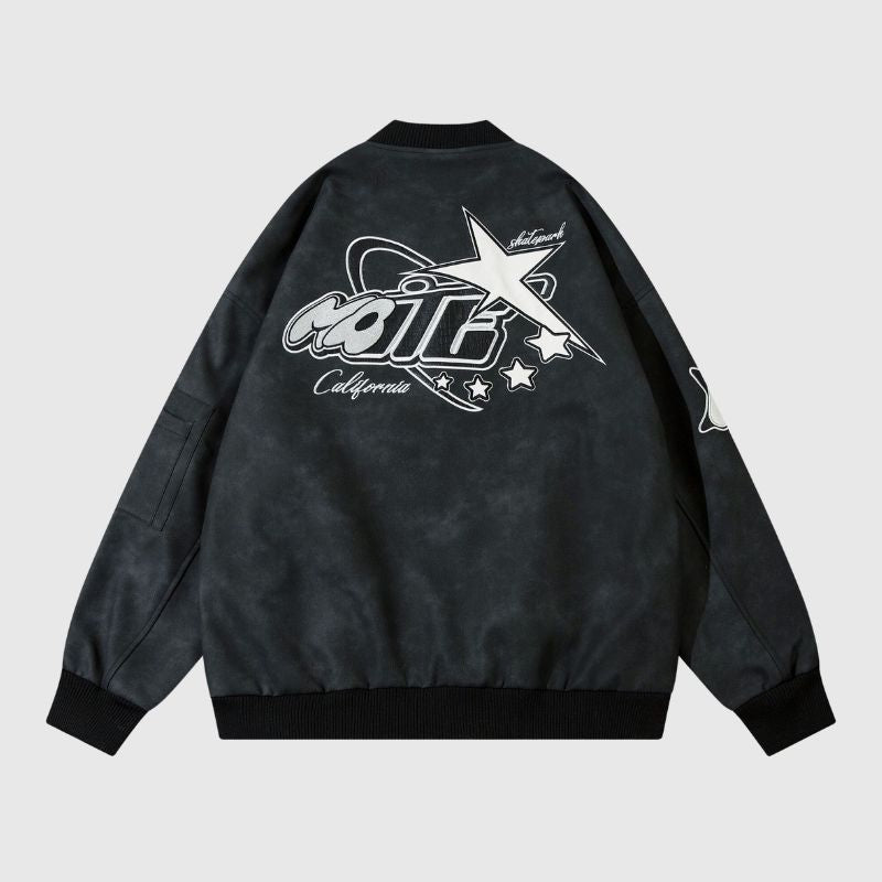 Original Streetwear Embroidered Leather Baseball Jacket