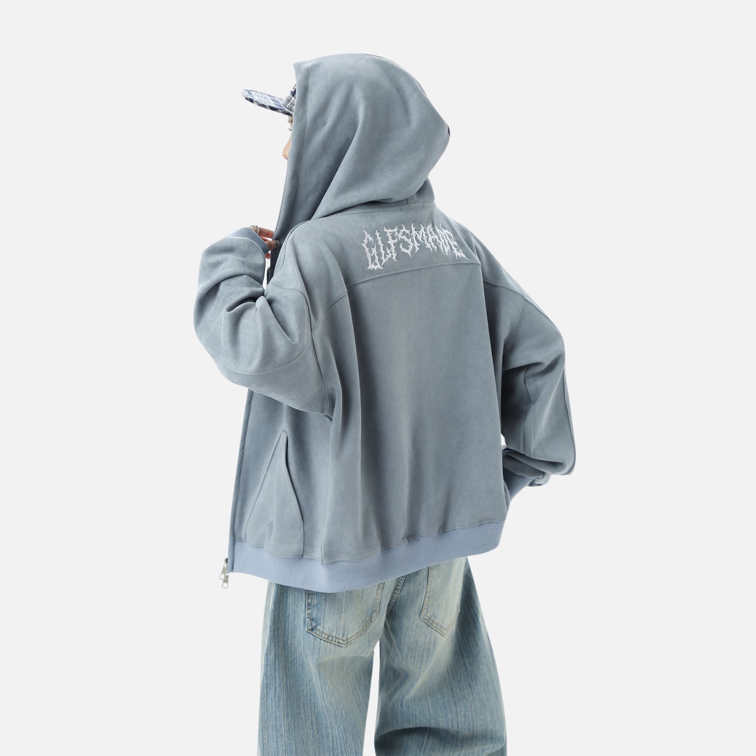 Sudadera retro de ante con capucha