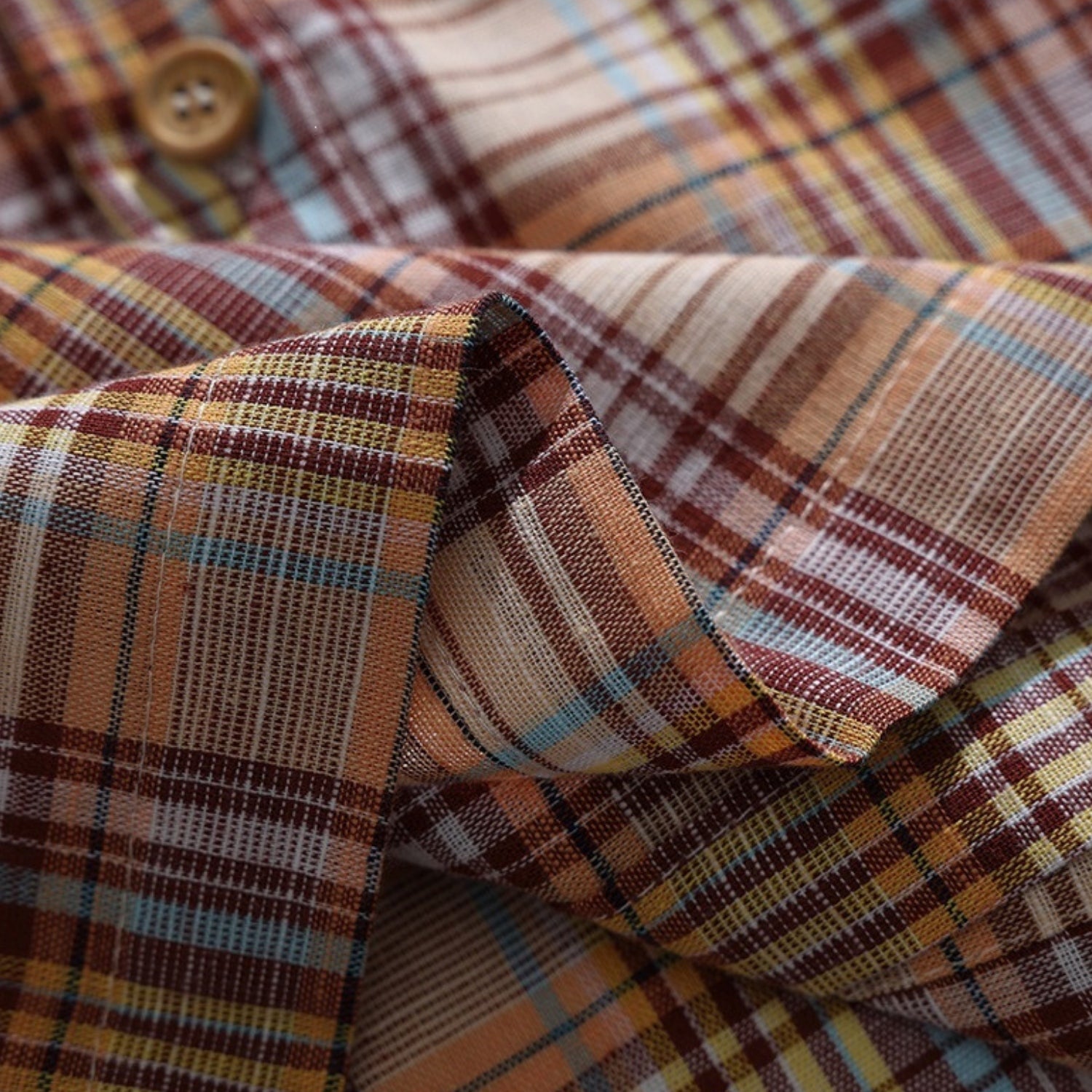 Vintage Plaid Print Cotton Shirt