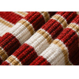 Vintage Color Contrast Patchwork Knit Stripe Pullover