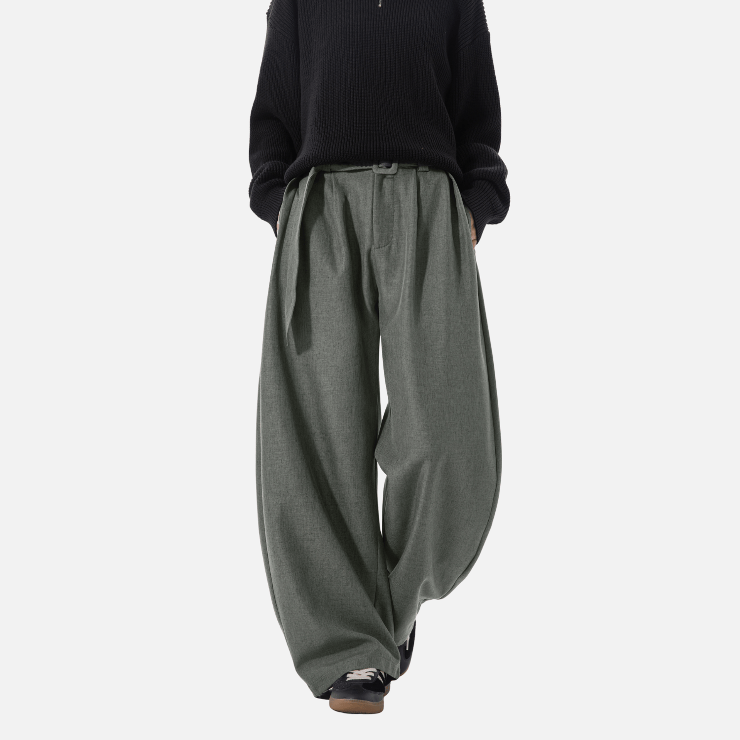 Pleated Drape Blade Baggy Trousers