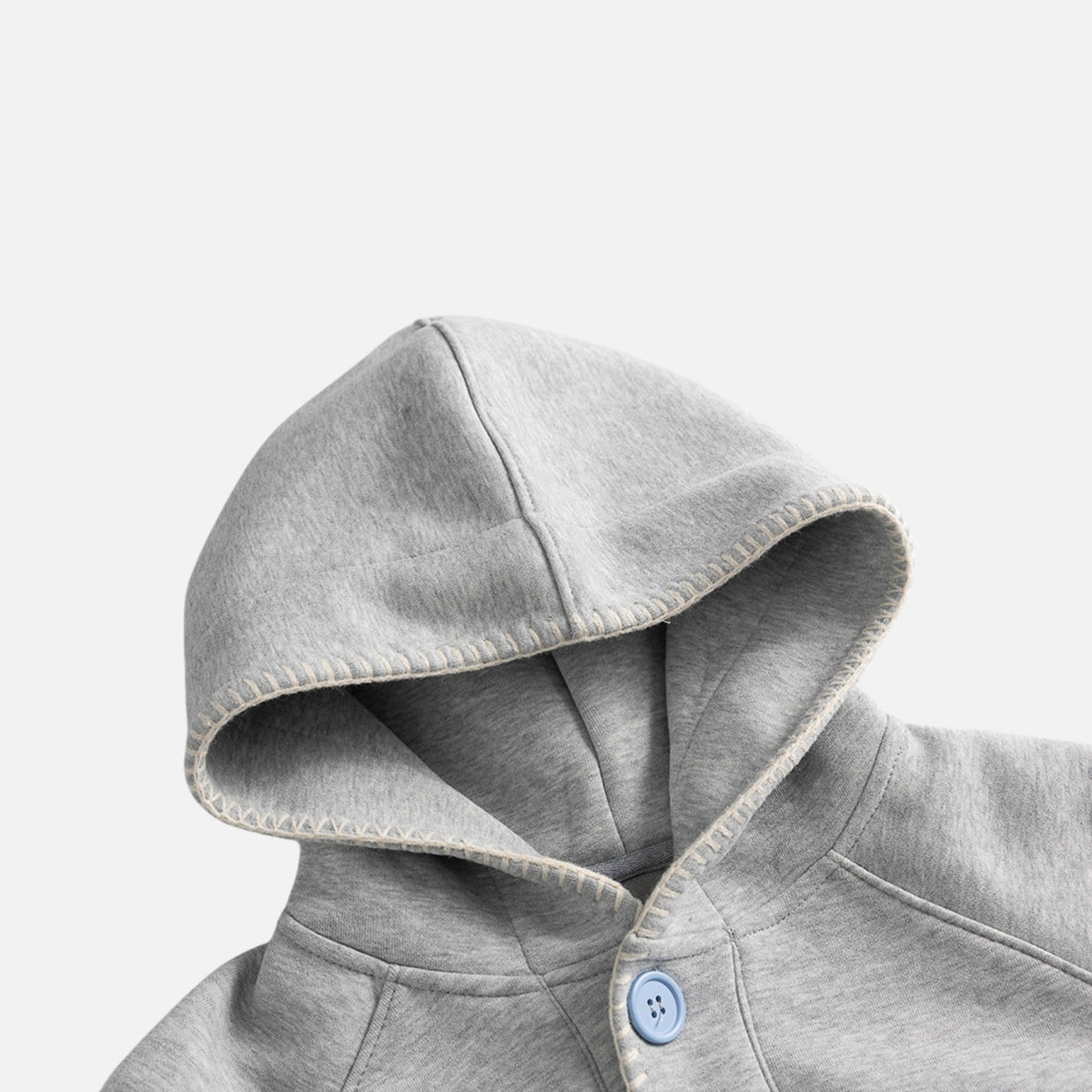 Solid Color Color-Button Hoodie