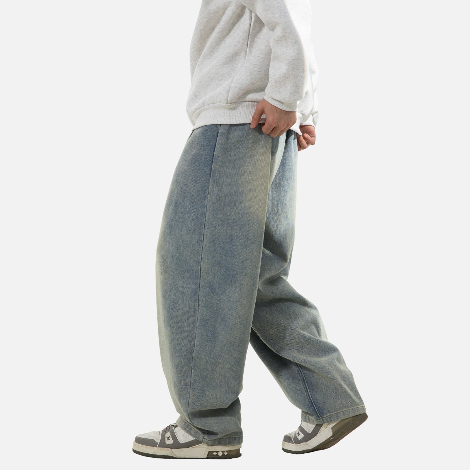 Washed Vintage Pleated Jeans