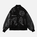 Symbol Embroidery PU Leather Stitching Baseball Jacket