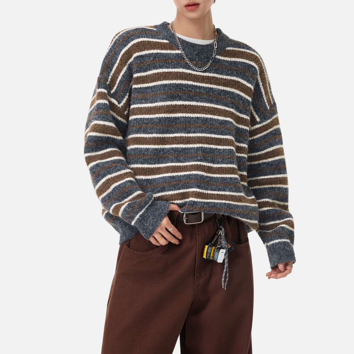 Japanese Vintage Colorblock Striped Sweater
