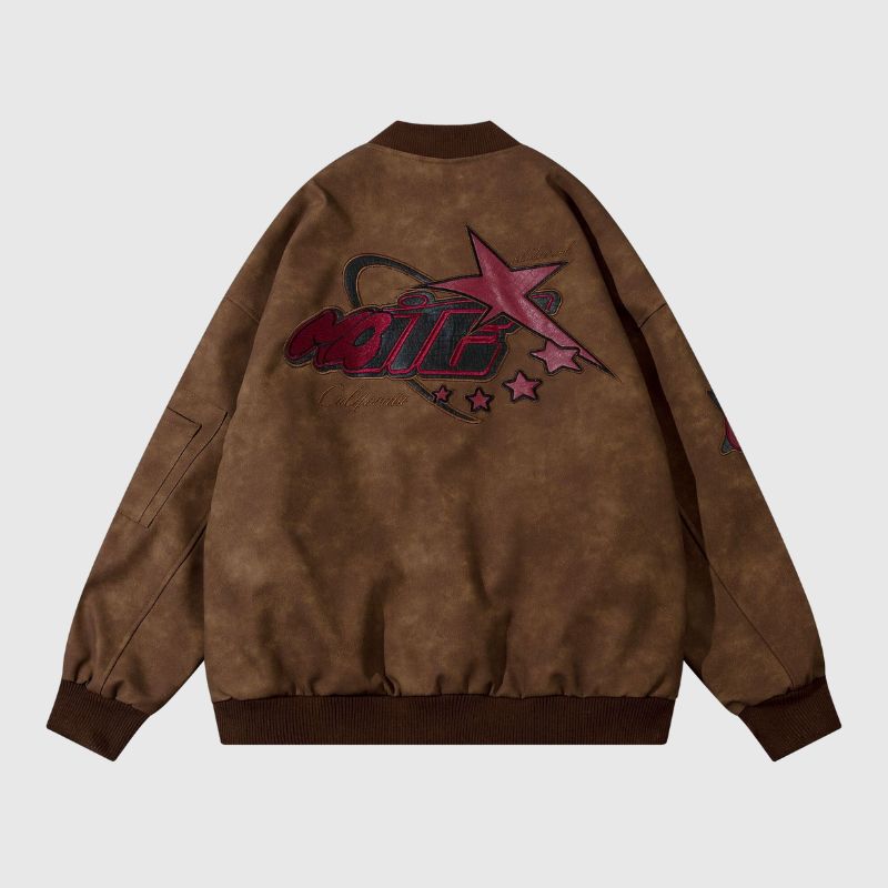 Original Streetwear Embroidered Leather Baseball Jacket