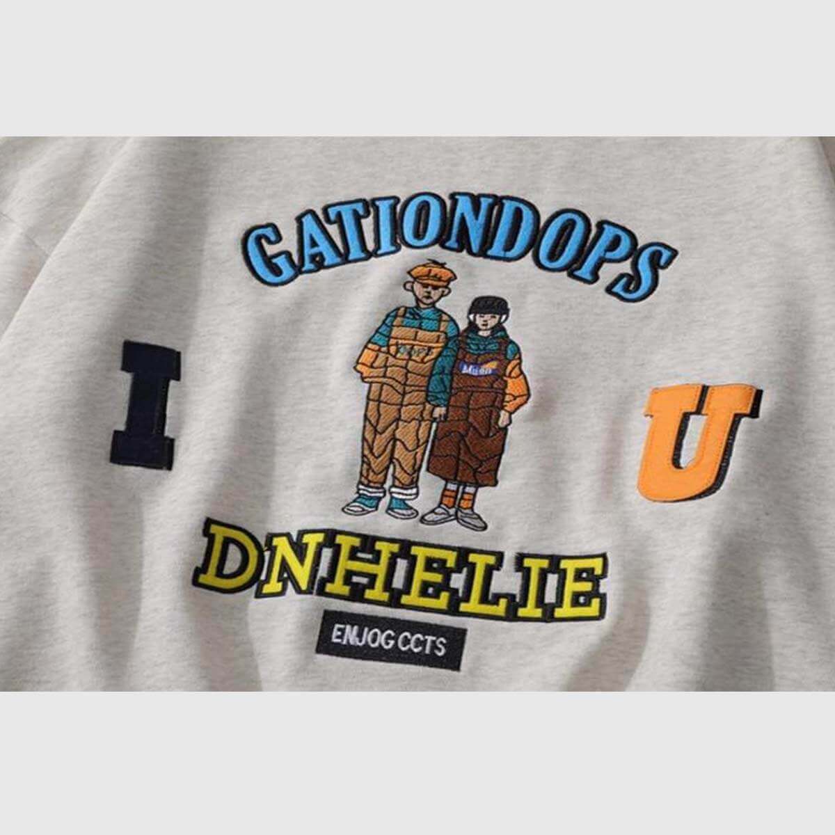 Cartoon Embroidered Print Sweatshirt