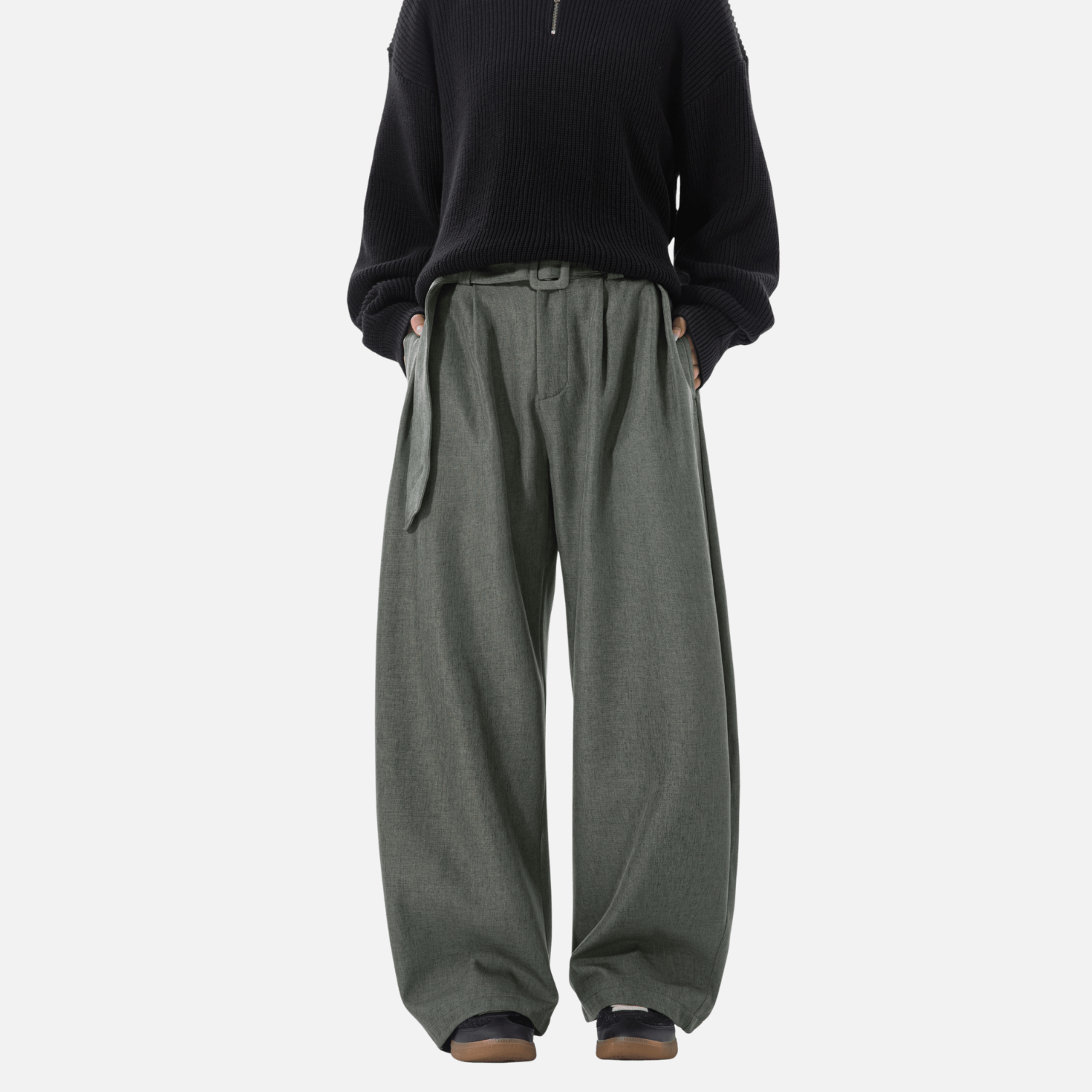 Pleated Drape Blade Baggy Trousers