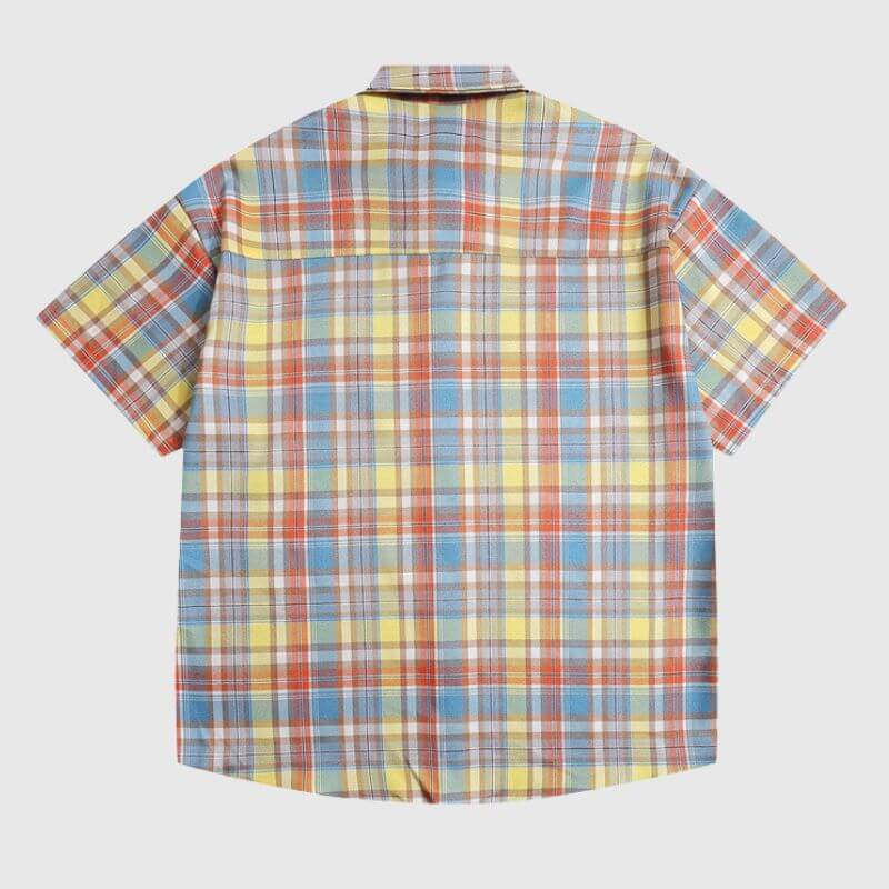 Kariertes Hemd mit Bärenstickerei