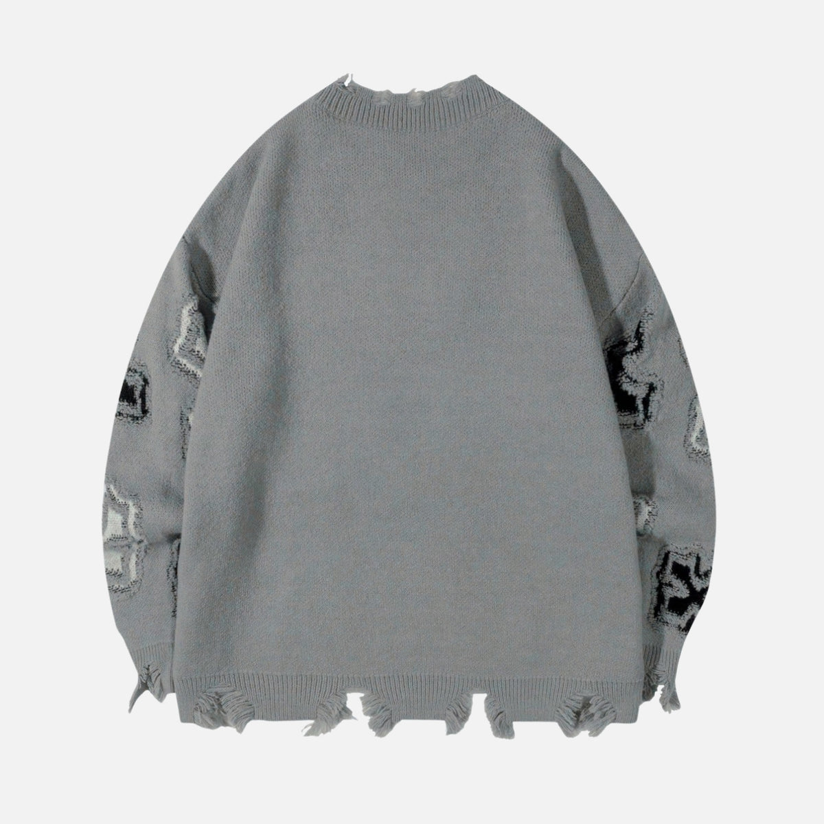 Distressed Cross Graphic Crewneck Sweater