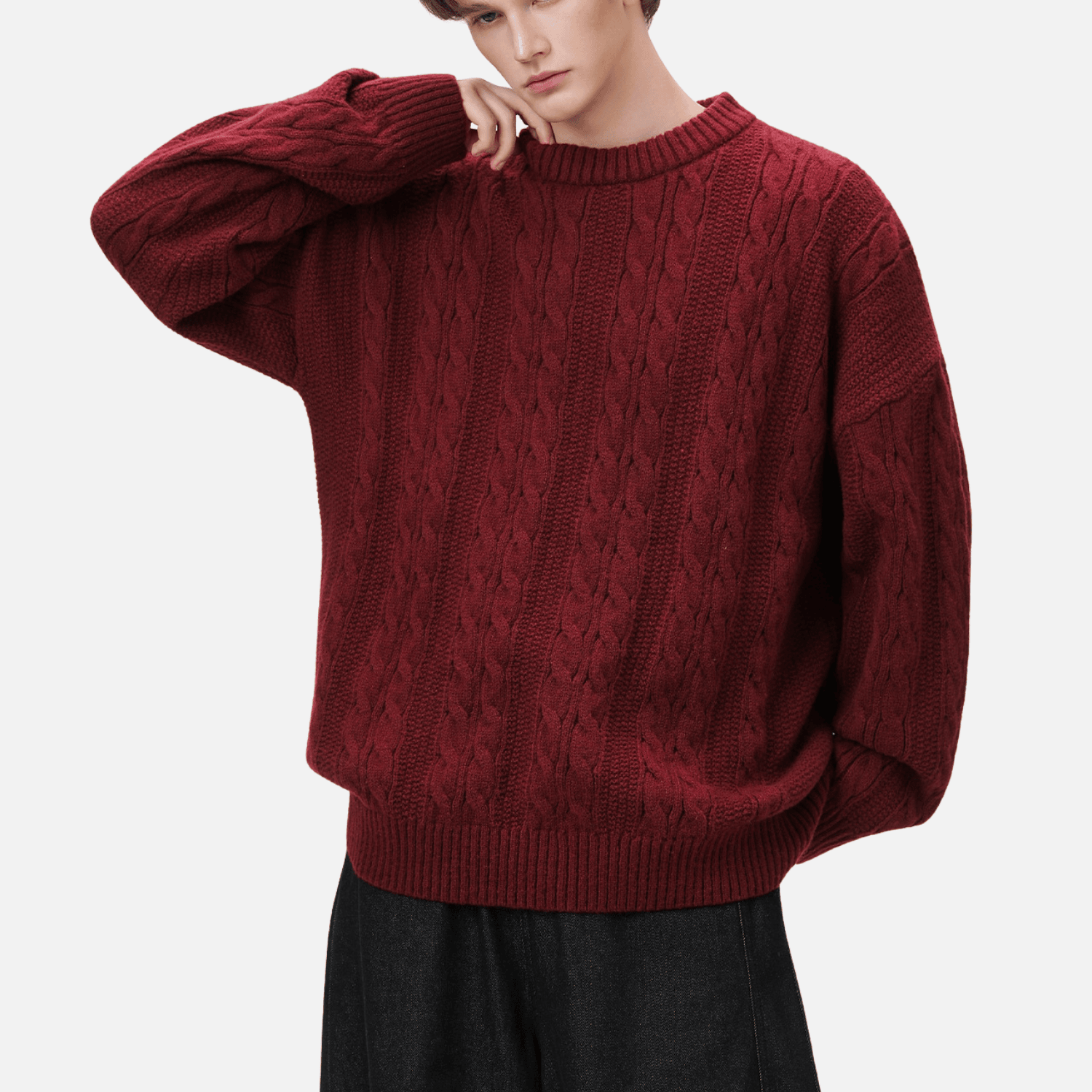 Cable Knit Crewneck Sweater